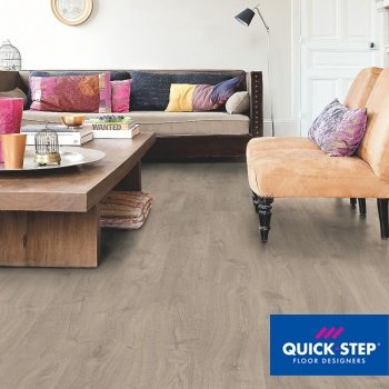 Ламинат Quick step Eligna Дуб теплый серый промасленный 32кл. Фаска:нет зам.Uniclic